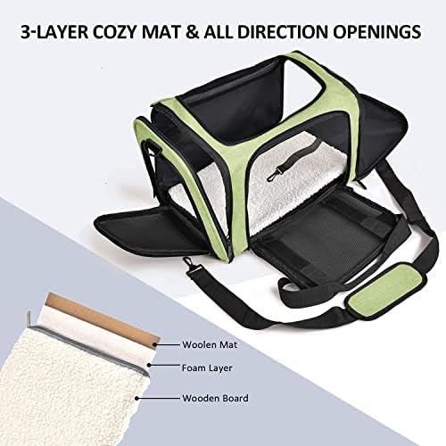 Henkelion Pet Carrier for Small Medium Cats Dogs Puppies up to 15 Lbs, Airline Approved Small Dog Carrier Soft Sided, Collapsible Travel Puppy Carrier - Green (Pack of 2) - Image 2