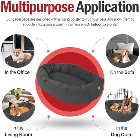 Majestic Pet 24 Inch Suede Calming Dog Bed Washable – Cozy Soft Round Dog Bed with Spine Support for Dogs to Rest Their Head - Fluffy Donut Dog Bed 24x19x7 (Inch) - Round Pet Bed Small – Gray (2025) - Image 5