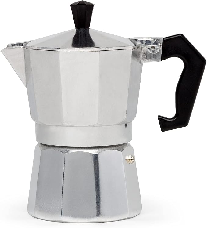 Primula Classic Stovetop Espresso and Coffee Maker, Moka Pot for Italian and Cuban Café Brewing, Greca Coffee Maker, Cafeteras, 3 Espresso Cups, Silver by Primula