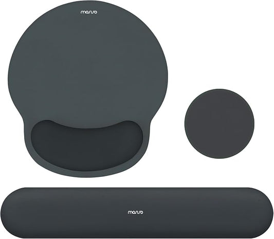 MOSISO Wrist Rest Support for Mouse Pad&Keyboard Set, Slate Gray | Circle Curved Ergonomic Mousepad Non-Slip Base Home/Office Pain Relief&Easy Typing Pad with Soft Cloth&Silicone Lining by MOSISO
