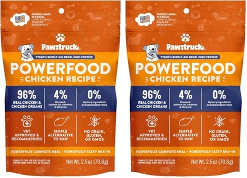 Pawstruck Air Dried Dog Food with Real Chicken, Grain Free, Made in USA, Non-GMO, Vet Recommended, High Protein Limited Ingredient Full-Feed, All Breeds & Ages, 2.5oz Trial Bag (Pack of 2) by Pawstruck
