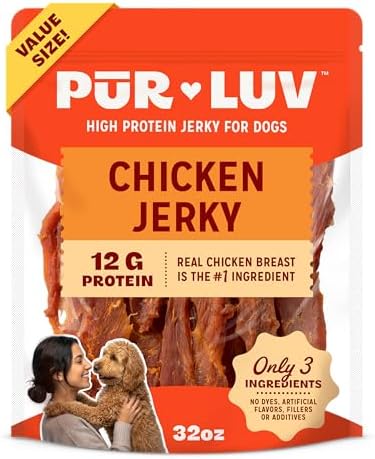 Pur Luv Chicken Jerky Dog Treats, 100% Real Chicken Breast, 32 oz by PurLuv