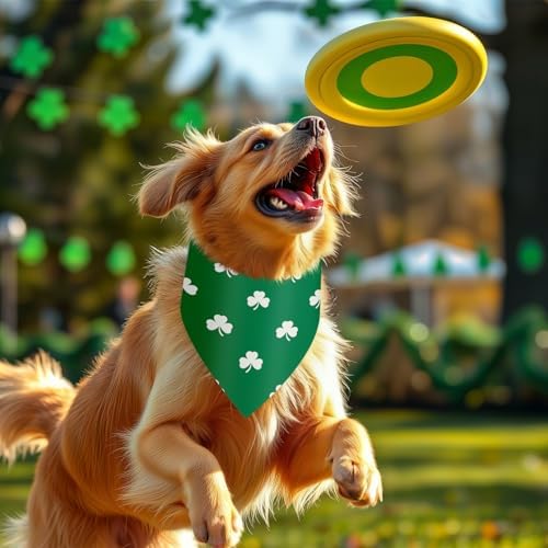 Weewooday 50 Pcs St Patricks Day Bandanas Bulk for Dogs Adjustable Irish Shamrocks Clover Green Plaid Triangle Soft Bibs Puppy Bandana for Small Medium Large Cat Pet Costume(25.6 x 17.7 x 17.7 Inch) - Image 6