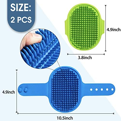 Dog Grooming Brush, Lilpep Pet Shampoo Bath Brush Soothing Massage Rubber Comb with Adjustable Ring Handle for Long Short Haired Dogs and Cats (Blue+Green, pack of 4) - Image 2