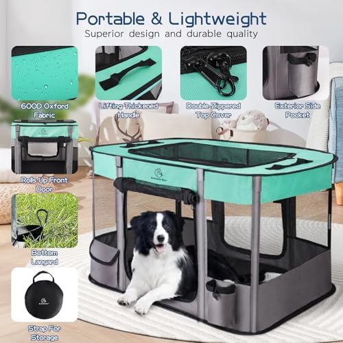 ROMANTIC BEAR Dog Playpen,Foldable Pet Puppy Cat Playpen,L(40"x32"x24") - Image 6