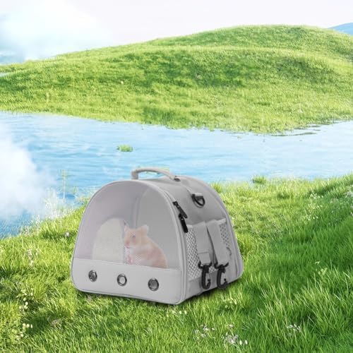 Guinea Pig Carrier Backpack, Clear Bubble Window Backpack for Guinea Pig, Bunny Rat Bird (Grey, Upgraded Mesh) - Image 6