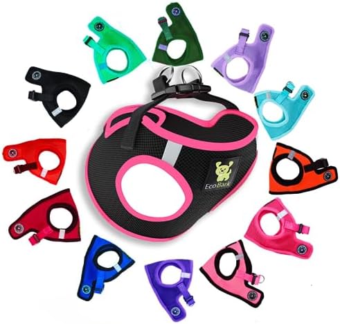 EcoBark Step in Dog Harness, No Pull, Luxurious Mesh, Black & Pink, XL by EcoBark