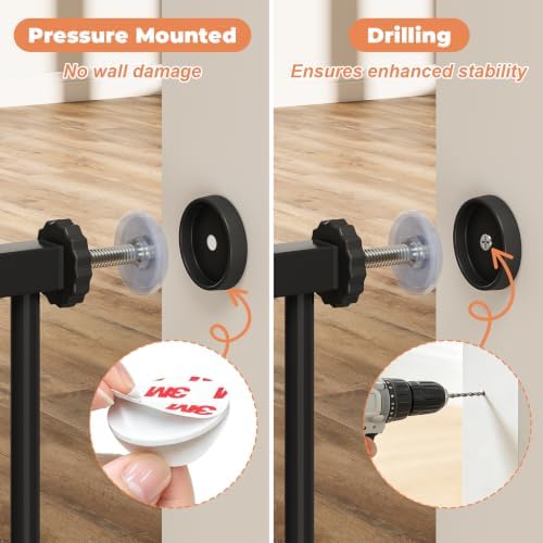 29"-51" Extra Wide Baby Gate, No Drilling Auto Close Dog Gate, Black - Image 5