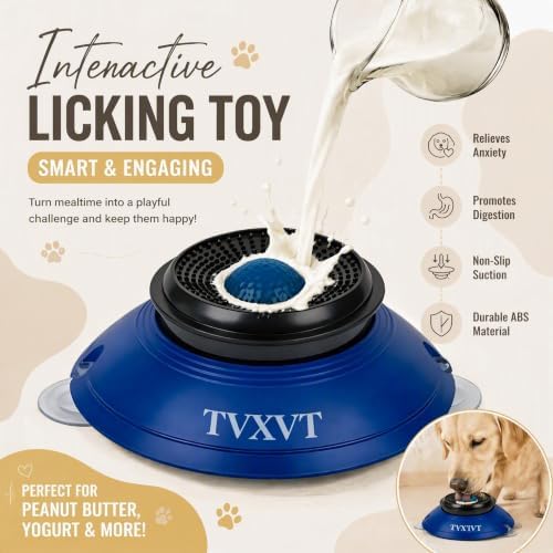 Rolling Lick Feeder Ball Bowl with Suction Cups Anti Slip Slow Feeder Interactive Puzzle Enrichment Toy for Dogs Cats Suitable for Wet Food Yogurt Bone Broth Nutrient Liquid (Blue) - Image 2