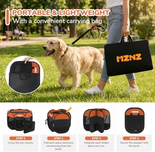 Dog Cat Small Animal Puppy Playpen Crate, Medium, Orange - Image 4