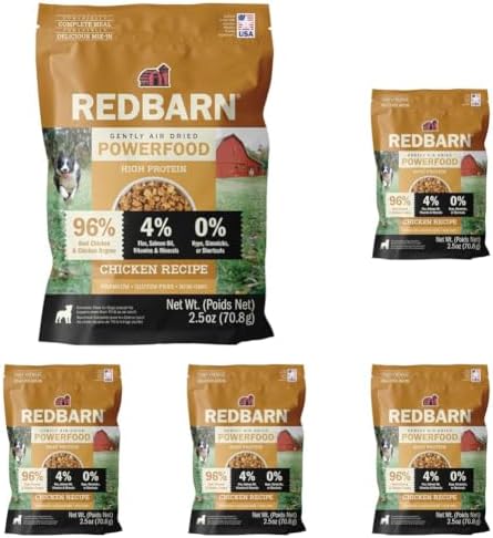 Redbarn Powerfood Air Dried Dog Food High Protein Grain-Free Chicken 2.5 oz (Pack of 5) by Redbarn