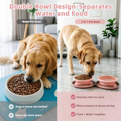 Zegcohjave 2-in-1 Collapsible Dog Bowls,Portable Dog Food and Water Bowl - Image 3