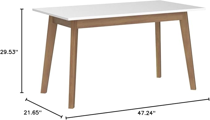 IOTXY Simple Wooden Writing Desk - Modern Minimalist Style PC Laptop Computer Workbench with Solid Wood Legs, 47" W Home Office Work Table for TV Stand Music Video Live Broadcast Workstation, White - Image 2