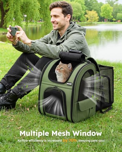 pecute Pet Backpack Expandable, Cat Carrier Backpack with Breathable Window - Image 6