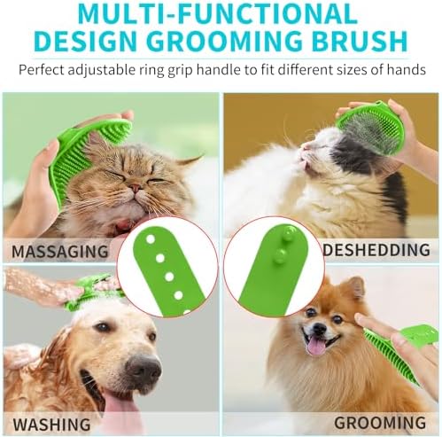 Comotech 6PCS Dog Bath Brush & Dog Toothbrush | Adjustable Handle Shampoo Brush & Scrubber for Short & Long Haired Dogs & Cats | Effectively Solve Odor & Stain Removal Problems (Blue Green Gray) - Image 5