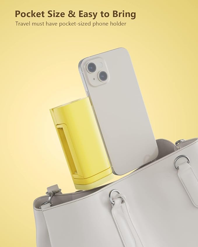 MiiKARE Airplane Travel Essentials Phone Holder, Universal Handsfree Phone Mount for Flying with 360 Degree Rotation, Accessory for Airplane, Travel Must Haves Phone Stand for Desk, Tray Table, Yellow - Image 6