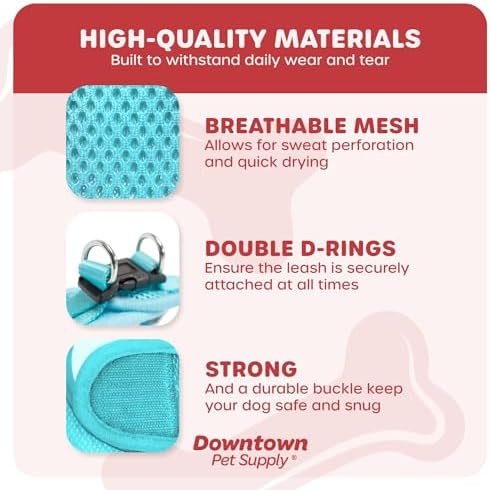 Downtown Pet Supply Step-in Dog Harness – No Pull, Adjustable Padded Mesh with Reflective Trim, Secure Buckle Strap – Comfortable & Breathable Small Dog Harness, Large, Light Blue - Image 4
