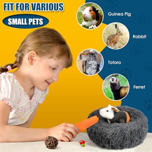 Plush Guinea Pig Bed - Plush Guinea Pig Hideout, Removable Cushioned Pillow, Super Cozy, Ideal Burrowing Bed for Small Pets, Dark Gray - Image 5