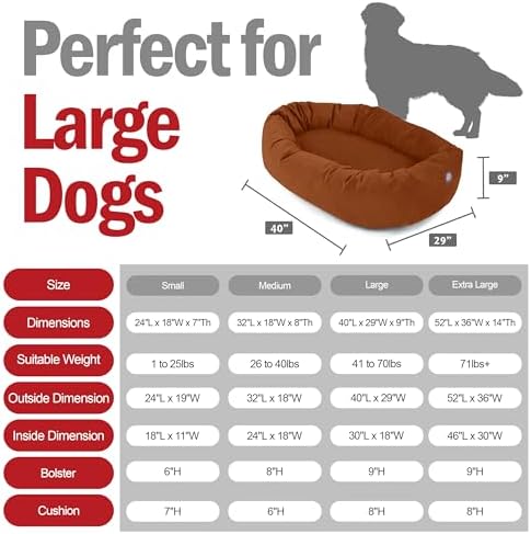 Majestic Pet 40 Inch Suede Calming Dog Bed Washable – Cozy Soft Round Dog Bed with Spine Support for Dogs to Rest Their Head - Fluffy Donut Dog Bed 40x29x9 (Inch) - Round Pet Bed Large – Rust (2025) - Image 3