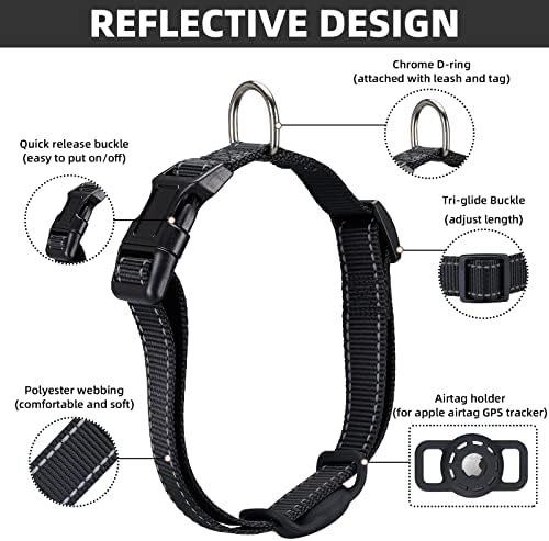 Reflective Dog Collar, Compatible with AirTag, Nylon Pet Cat Puppy Collar for Small, Medium, Large, and Extra Large Dogs - Image 7