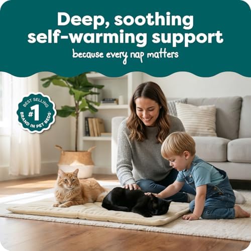 Furhaven ThermaNAP Self-Warming Cat Bed for Indoor Cats & Large/Medium Dogs, Washable & Reflects Body Heat - Quilted Faux Fur Reflective Bed Mat - Cream, Large - Image 2
