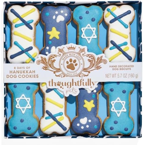 Hanukkah Dog Treat Gift Set, Peanut Butter Dog Cookies, Set of 8 by Thoughtfully
