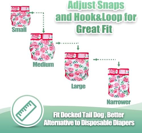 wegreeco Frenchie Dog Diapers Female No Tail Hole,Washable Pet French Puppy Bulldog Diapers Female for Period Heat,Reusable Doggy Doggie Dog Diapers （Ocean of Flowers X-Large） - Image 5