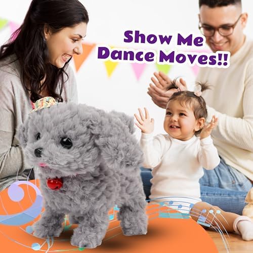 Walking Grey Dog Plush Toy Barking Interactive Animated Pet - Image 6
