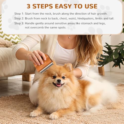 Pawaboo Deshedding Brush for Dogs&Cats, Wood Dog Hair Removal Comb, 3inch - Image 6
