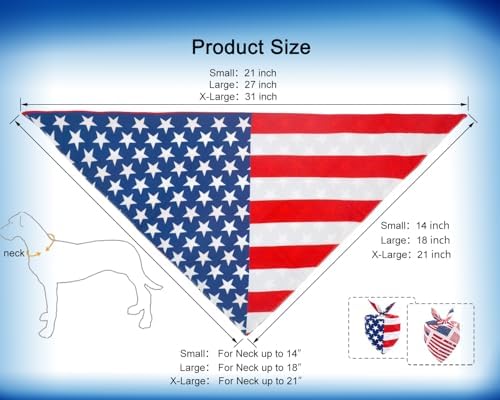 2PCS Dual-Layer Design Patriotic Dog Bandanas Outfit,Large Summer Triangle Reversible Memorial Day Independence Day American Flag 4th of July Scarf for Big Boy and Girl Dogs Red White Blue - Image 2