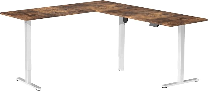 VIVO Vintage Brown 75 x 63 in Corner Standing Desk, DESK-E3CTWN-75 | Electric, Large Reversible L-Shaped Table, Sit Stand Height Adjustable, Memory Controller, Office Furniture Sets, Black Frame - Image 9