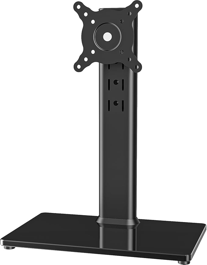 Single LCD Computer Monitor Free-Standing Desk Stand Mount Riser for 13 inch to 32 inch screen with Swivel, Height Adjustable, Rotation, Vesa Base Stand Holds One (1) Screen up to 77Lbs(HT05B-001)) by HEMUDU