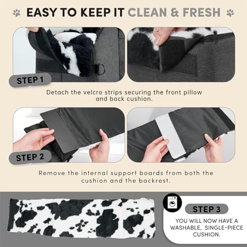 BurgeonNest Center Console Dog Car Seat for Small Pets to 11lbs, Milk Cow - Image 5