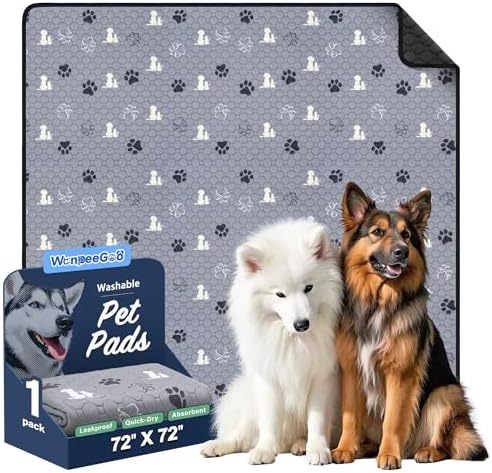WanpeeGoo Washable Pee Pads for Dogs, Waterproof, 72 x 72 in, 1 Pack, Gray by WanpeeGoo