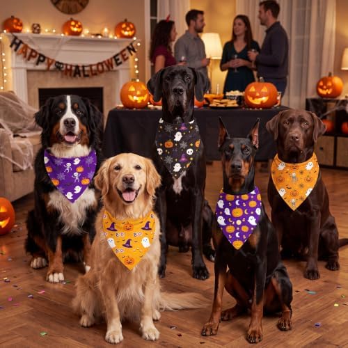 Weewooday 50 Pcs Halloween Dog Bandanas Bulk for Charm Large Pets - Image 6