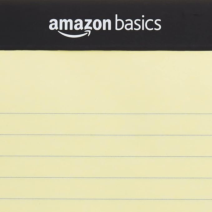 Amazon Basics Wide Ruled Lined Writing Pads, 8.5" x 11.75", Canary, 12-Pack of 50 Perforated Sheets, Sturdy Backing - Image 4
