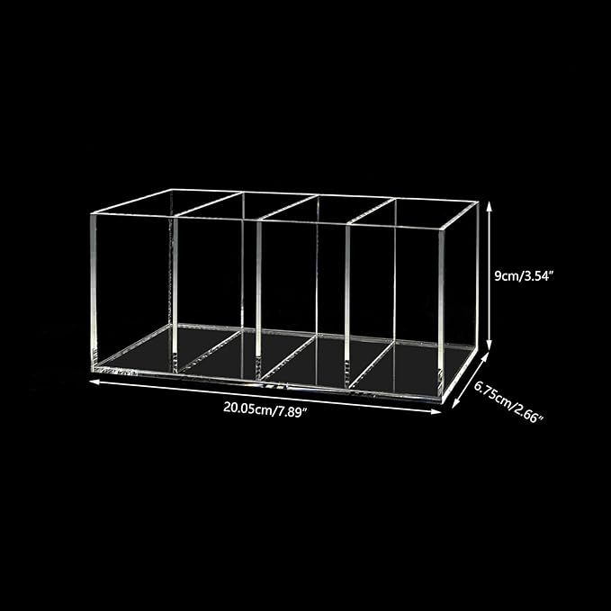 HSYMQ Acrylic Pen Holder 4 Compartments Clear Pencil Holder Organizer Makeup Brush Holder - Image 6