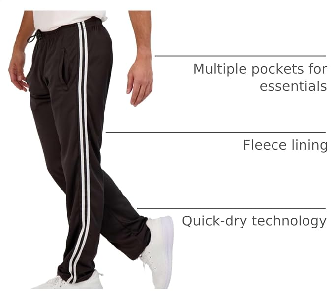3 Pack Men's Mesh Open Bottom Sweatpants Active Athletic Workout Gym Pocket | Available in Big & Tall, Uncuffed, Elastic Waistband, Drawstring, Straight Leg, Running, Jogging, Exercise, Training, Sports - Image 4
