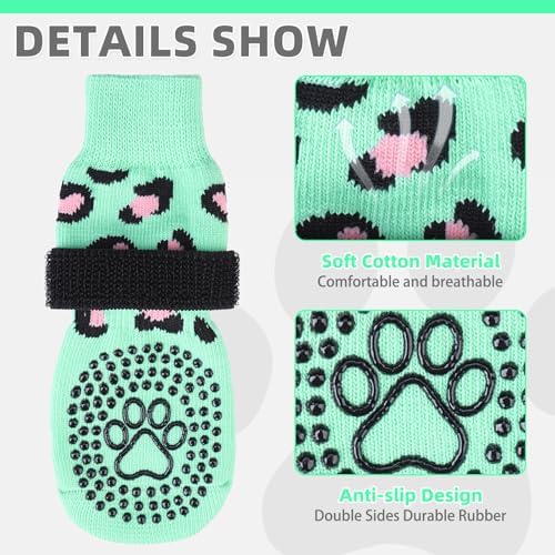 KOOLTAIL Dog Socks for Hot/Cold Pavement to Prevent Licking Paws,Dog Boots&Paw Protector for Hardwood Floors Anti Slip,Traction Control No Twist Grip Booties for Small Medium Large Senior Dogs SM - Image 3