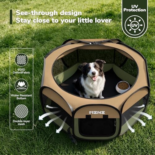 Dog Cat Small Animal Puppy Playpen Crate, Large, Olive Green - Image 6