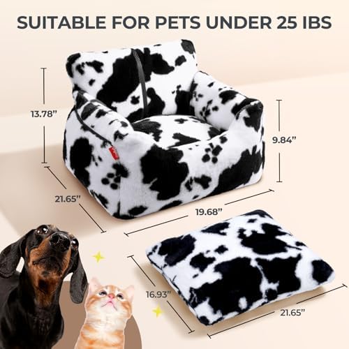 BurgeonNest Dog Car Seat for Small Dogs & Cats Under 25 lbs, Milk Cow - Image 2