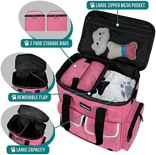 PetAmi Dog Travel Bag Organizer, Pet Supplies Diaper Tote, Pink - Image 5