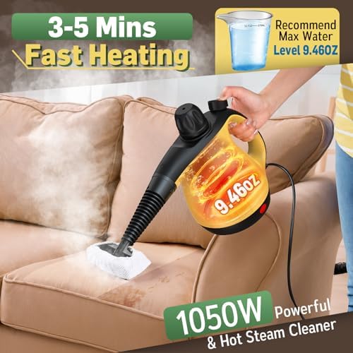Handheld Pressurized Steam Cleaner for Home with 11Pcs Accessories, Heating & Chemical-Free Steamer for Cleaning, Multi-Surface Steam Cleaner for Car|Furniture|Floor|Tile|Grout|More - Image 4