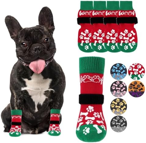 KOOLTAIL Anti Slip Dog Socks for Hot/Cold Pavement to Prevent Licking Paws, Dog Boots&Paw Protector with Grippers for Hardwood Floors, Traction Control No Twist Booties for Small Medium Large Dogs by KOOLTAIL