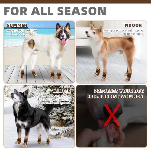 KOOLTAIL Dog Socks Shoes for Hot/Cold Pavement to Prevent Licking Paws, Winter Dog Boots & Paw Protector for Hardwood Floors Anti Slip,Traction Control Grip Booties for Small Medium Large Senior Dogs - Image 6