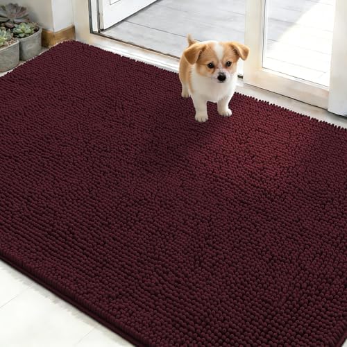 OLANLY Dog Door Mat for Muddy Paws 50x30, Super Absorbent Chenille Mud Mat by OLANLY