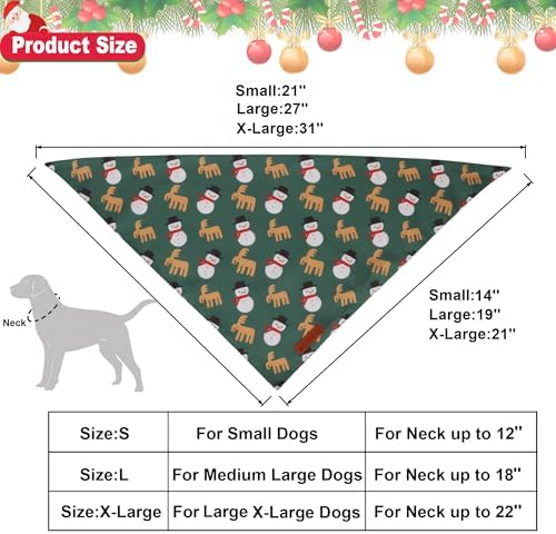 ADOGGYGO Green Christmas Dog Bandana, Snowman Reindeer Mug Pet Scarf, Adjustable Fit Merry Christmas Bandanas for Medium Large Dogs (Large) - Image 4