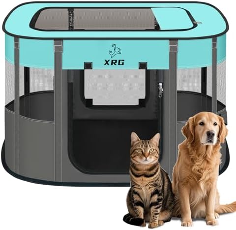 XRG Foldable Pet Playpen，Indoor Cat cage Puppy Crates M(31.5"x23.6"x21.7") by XRG