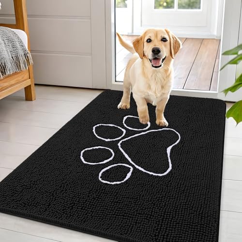 OLANLY Dog Door Mat for Muddy Paws 44x32, Paw Print Design Chenille Mud Mat by OLANLY