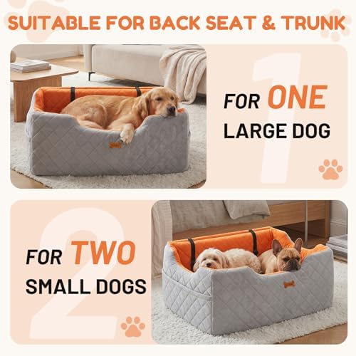 Dog Car Seat for Large Medium Dogs up to 55 lbs, Gray - Image 2